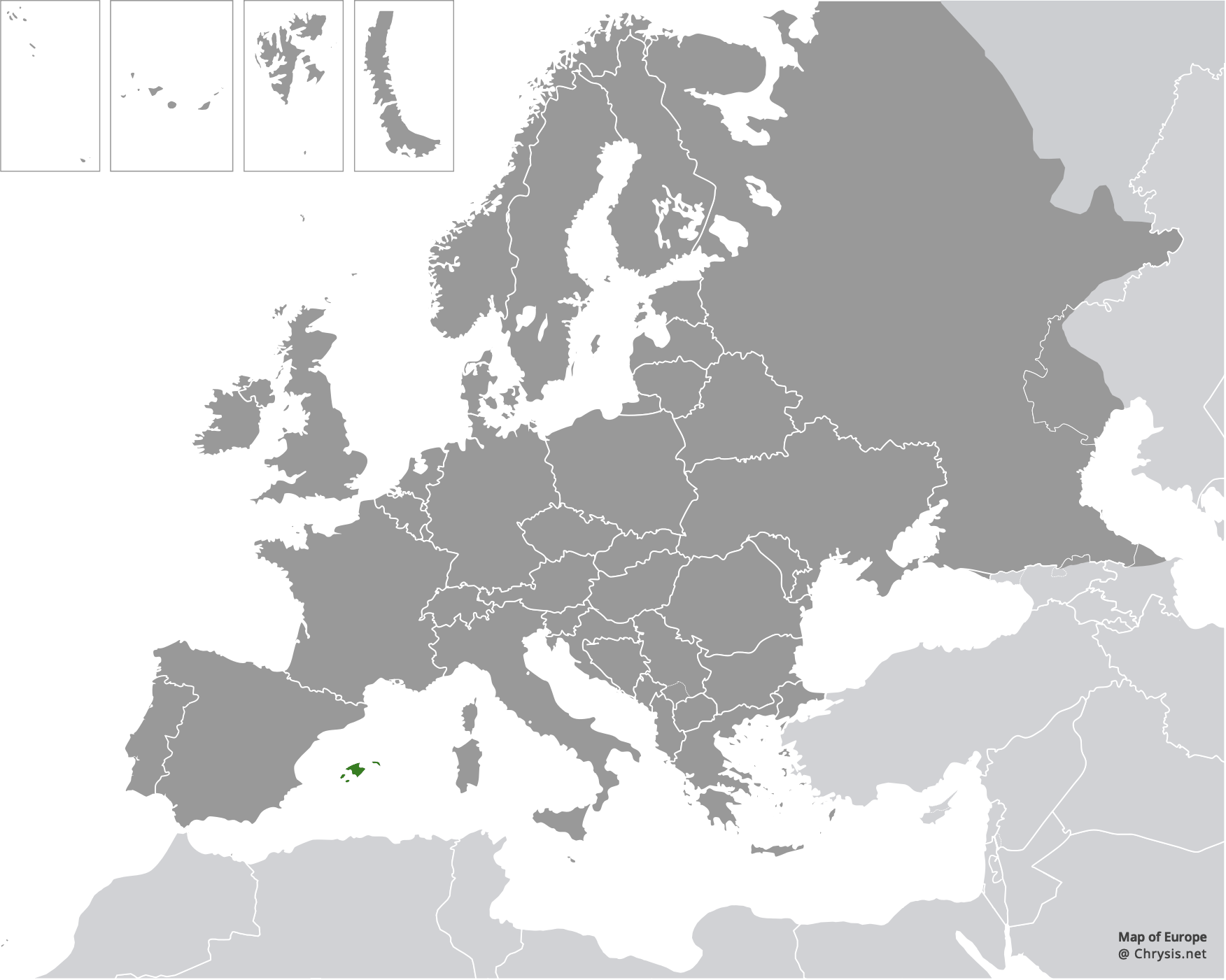 European distribution of Chrysis germari mallorcanica Linsenmaier, 1959