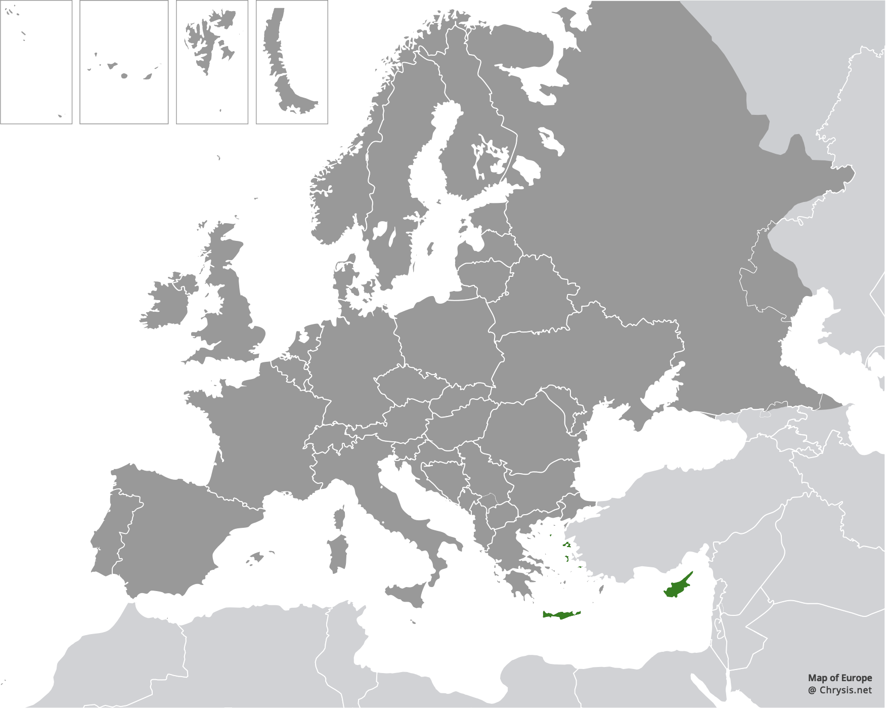 European distribution of Chrysura erigone (Mocsáry, 1889)