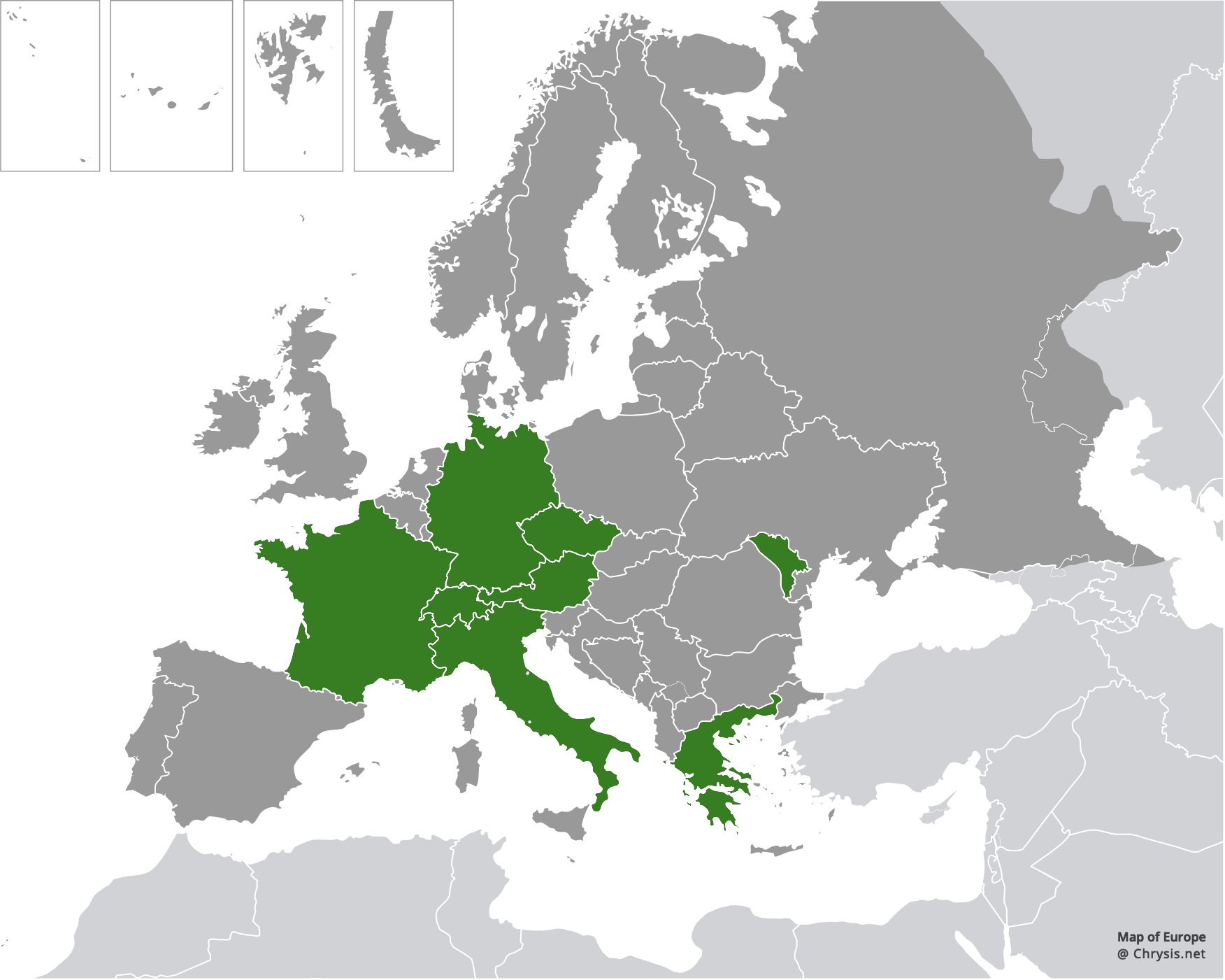 European distribution of Hedychridium rossicum Semenov-Tian-Shanskij