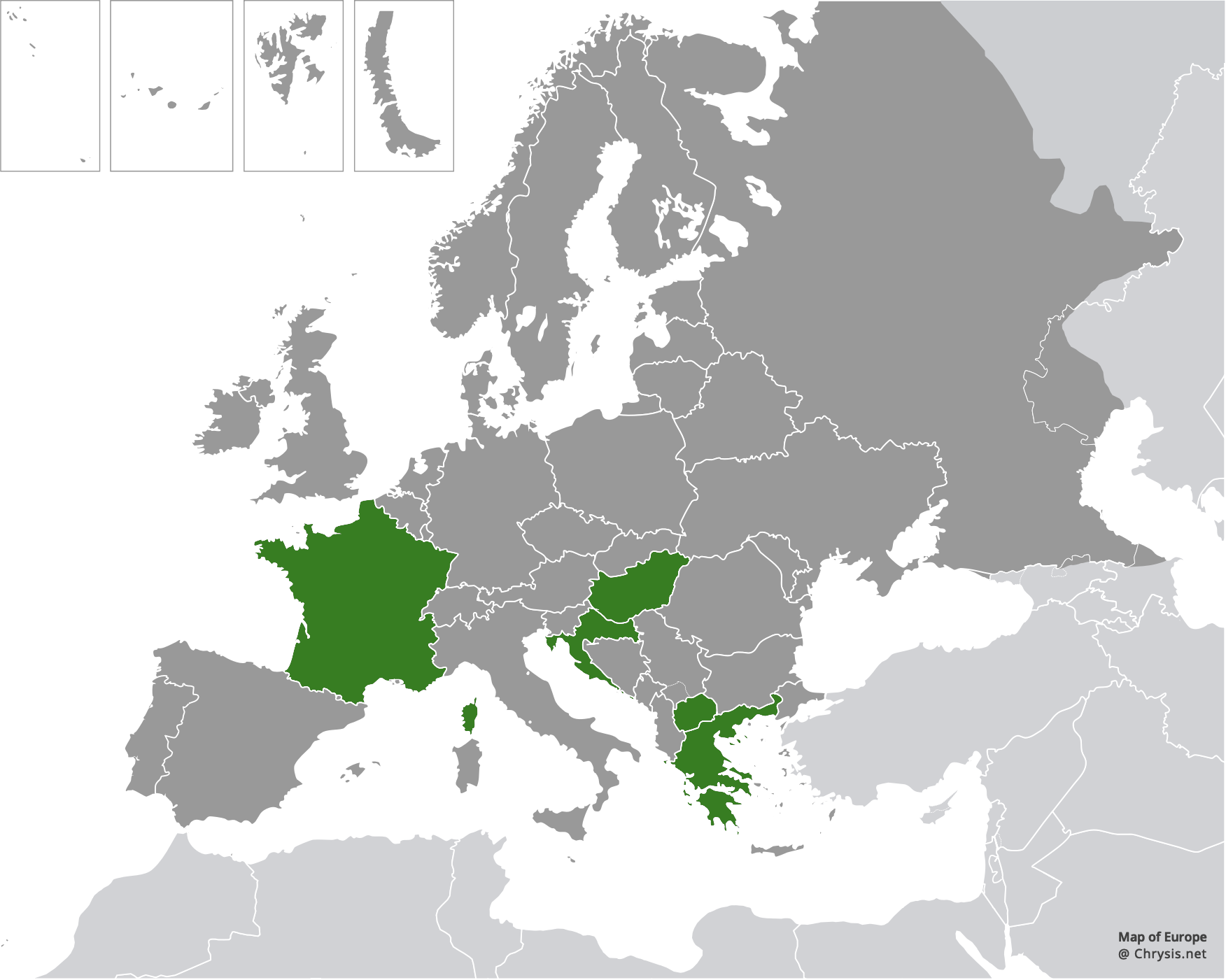 European distribution of Holopyga amoenula occidenta Linsenmaier, 1959