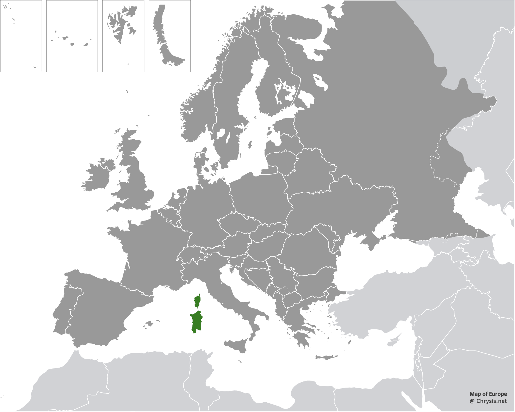 European distribution of Holopyga sardoa Invrea, 1952